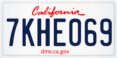 CA license plate 7KHE069