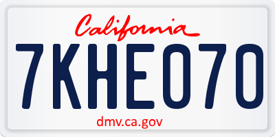 CA license plate 7KHE070