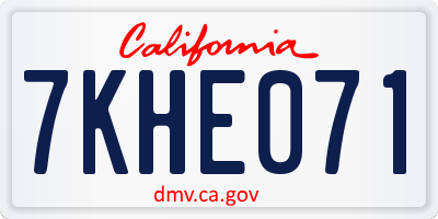 CA license plate 7KHE071