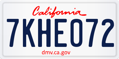 CA license plate 7KHE072