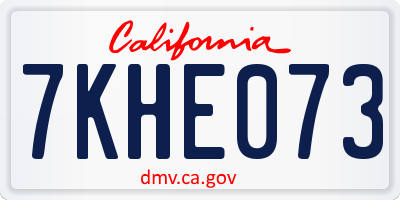 CA license plate 7KHE073