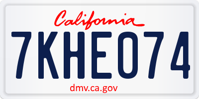CA license plate 7KHE074