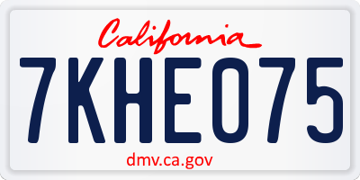 CA license plate 7KHE075