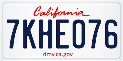 CA license plate 7KHE076