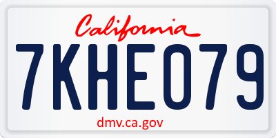 CA license plate 7KHE079