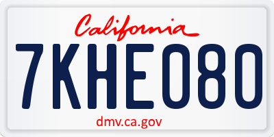 CA license plate 7KHE080