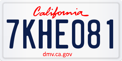 CA license plate 7KHE081