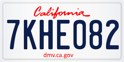 CA license plate 7KHE082