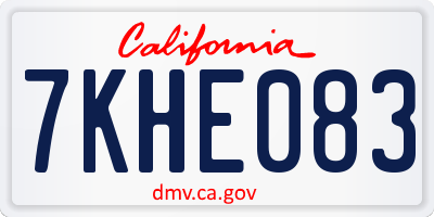 CA license plate 7KHE083