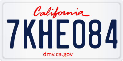 CA license plate 7KHE084