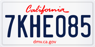 CA license plate 7KHE085