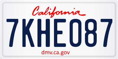 CA license plate 7KHE087