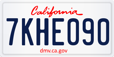 CA license plate 7KHE090