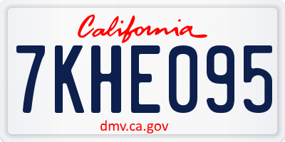 CA license plate 7KHE095