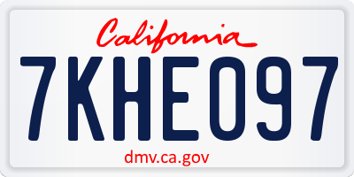 CA license plate 7KHE097