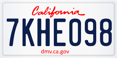 CA license plate 7KHE098