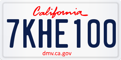 CA license plate 7KHE100