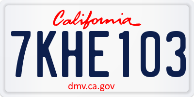 CA license plate 7KHE103