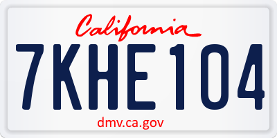 CA license plate 7KHE104