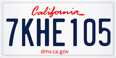 CA license plate 7KHE105