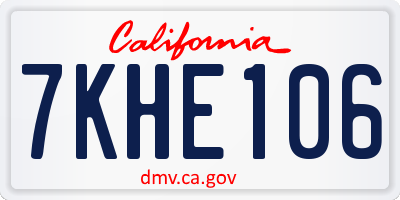 CA license plate 7KHE106