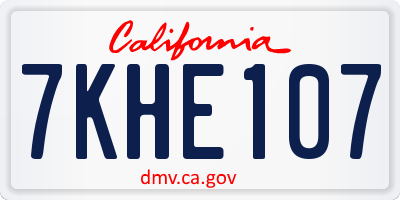 CA license plate 7KHE107