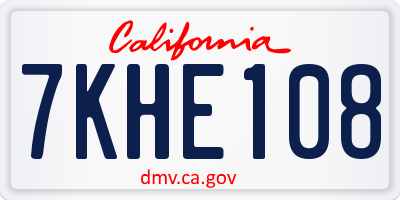 CA license plate 7KHE108