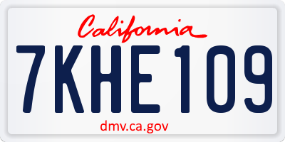 CA license plate 7KHE109