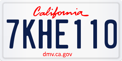 CA license plate 7KHE110