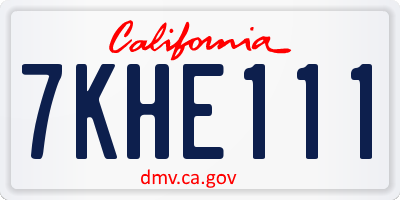 CA license plate 7KHE111