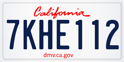 CA license plate 7KHE112