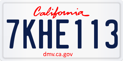 CA license plate 7KHE113