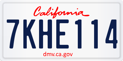 CA license plate 7KHE114