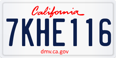 CA license plate 7KHE116