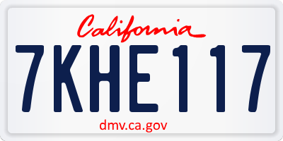 CA license plate 7KHE117