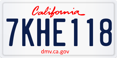 CA license plate 7KHE118