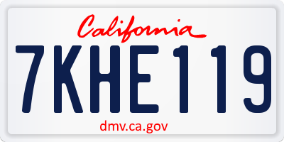 CA license plate 7KHE119