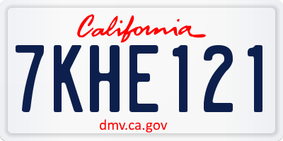 CA license plate 7KHE121
