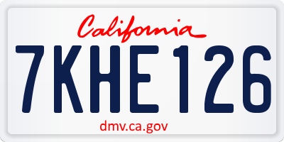 CA license plate 7KHE126