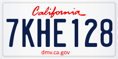 CA license plate 7KHE128