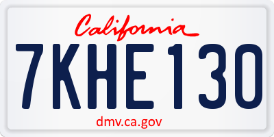 CA license plate 7KHE130