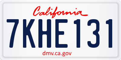 CA license plate 7KHE131