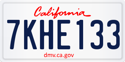 CA license plate 7KHE133