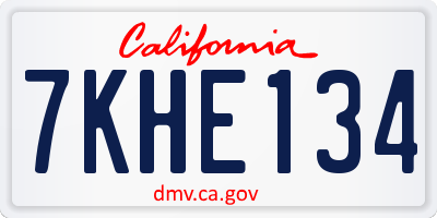 CA license plate 7KHE134