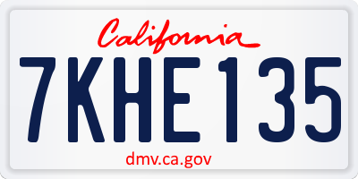 CA license plate 7KHE135