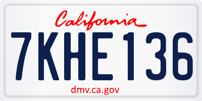CA license plate 7KHE136