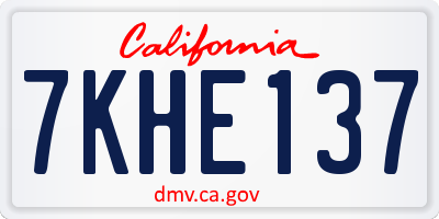 CA license plate 7KHE137