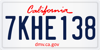 CA license plate 7KHE138