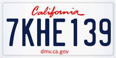 CA license plate 7KHE139