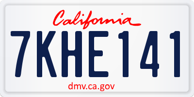 CA license plate 7KHE141